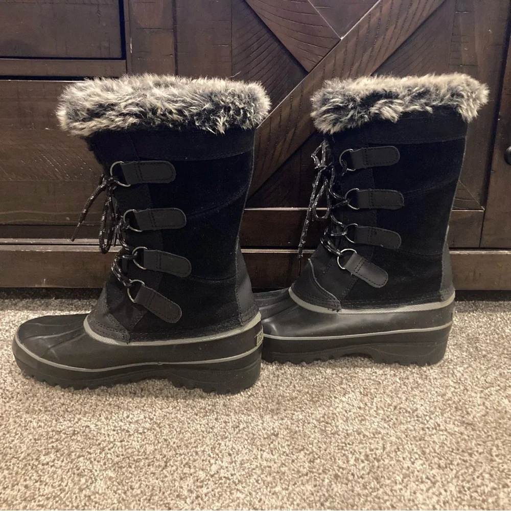 Khombu North Star Winter Boots Women’s Size 7M Black Faux Fur Waterproof